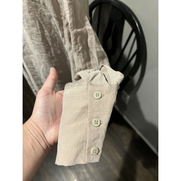 ZARA cream linen button front shirt oversized women's size Large - Picture 7 of 8